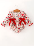 Fall Floral Baby Girl Romper Ruffle Bow Long Sleeve - 1
