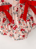 Fall Floral Baby Girl Romper Ruffle Bow Long Sleeve - 3