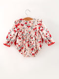 Fall Floral Baby Girl Romper Ruffle Bow Long Sleeve - 2
