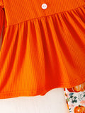 Girls Fall Pumpkin Print Set - 4