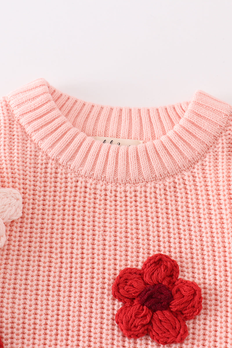 Pink floral hand-embroidery jumper sweater - 3