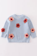 Blue floral hand-embroidery jumper sweater - 1