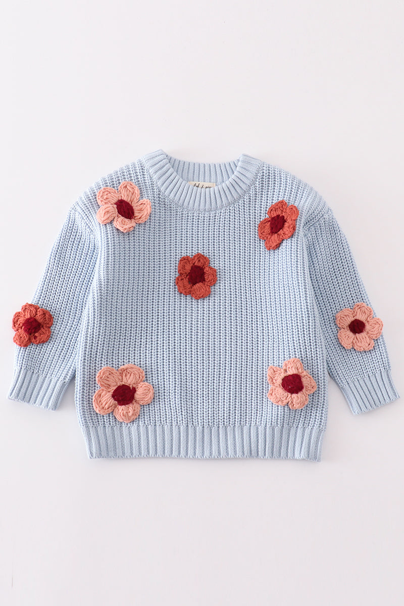 Blue floral hand-embroidery jumper sweater - 1