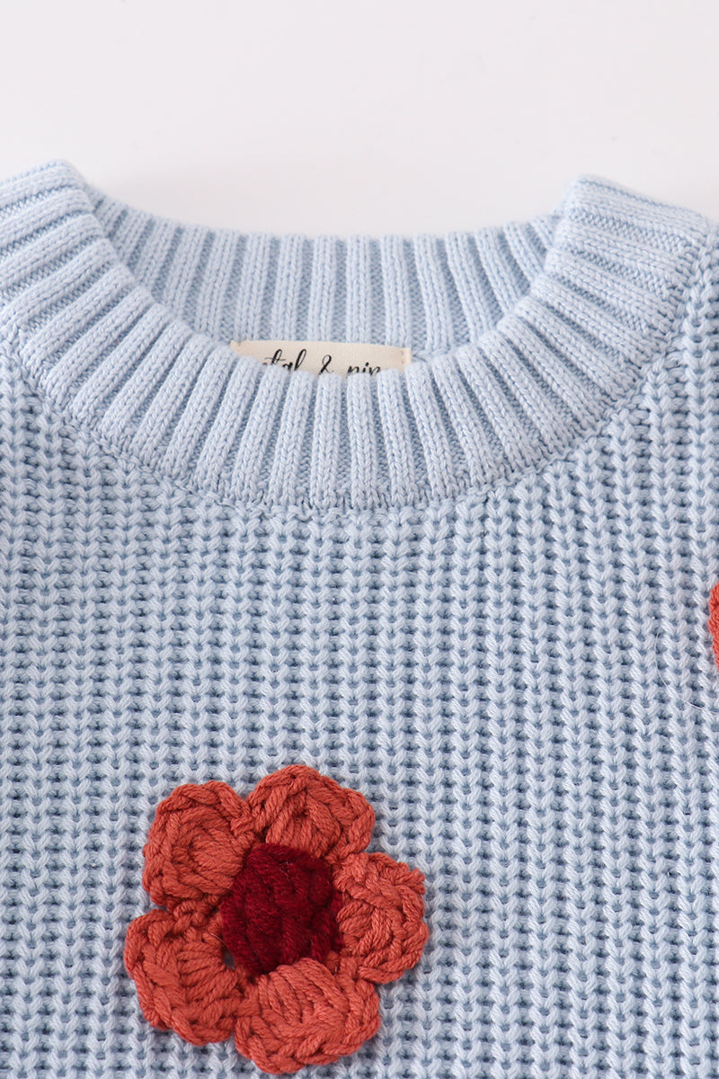 Blue floral hand-embroidery jumper sweater - 2