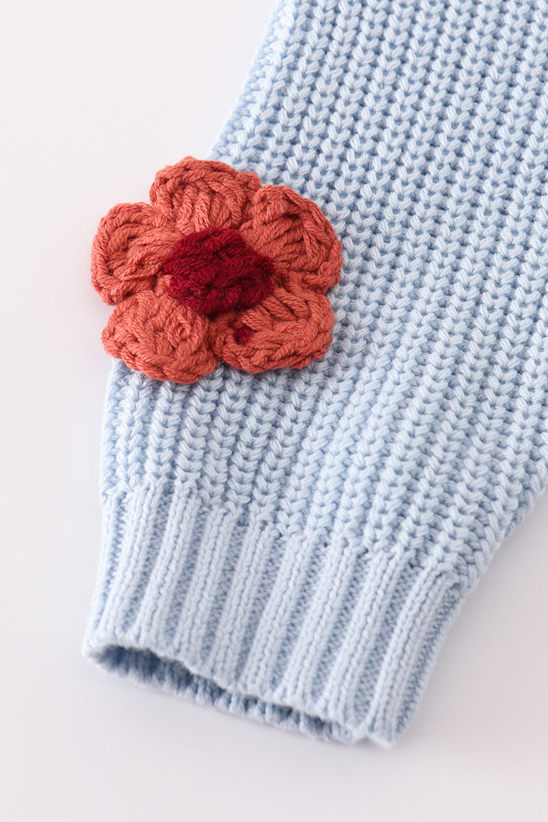 Blue floral hand-embroidery jumper sweater - 4