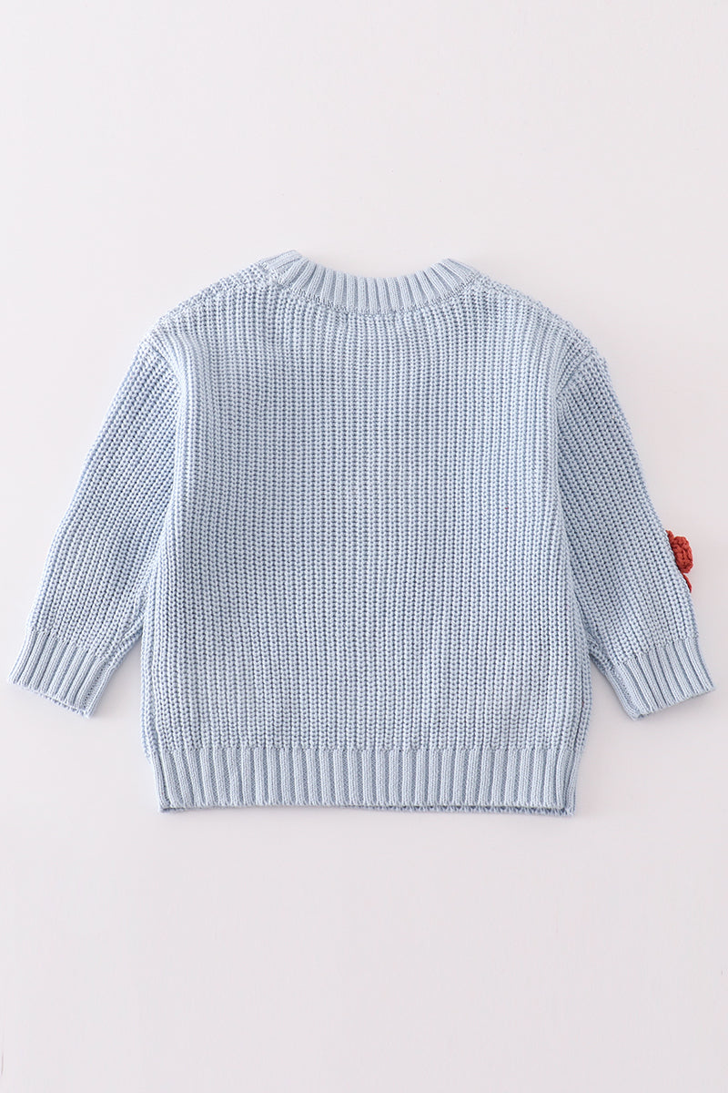 Blue floral hand-embroidery jumper sweater - 5