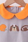 Premium Orange Tennessee stripe football embroidery skorts set - 2
