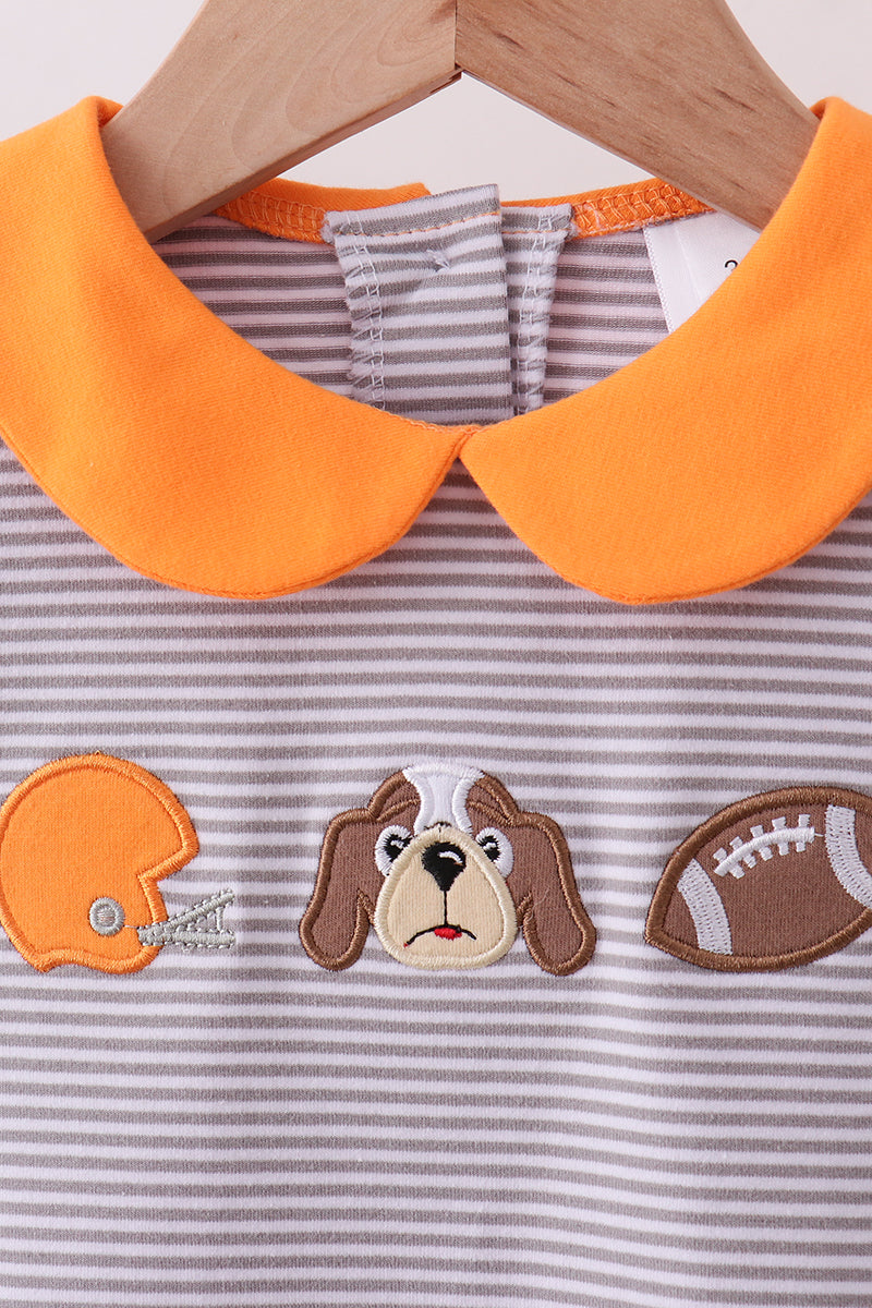 Premium Orange Tennessee stripe football embroidery skorts set - 2
