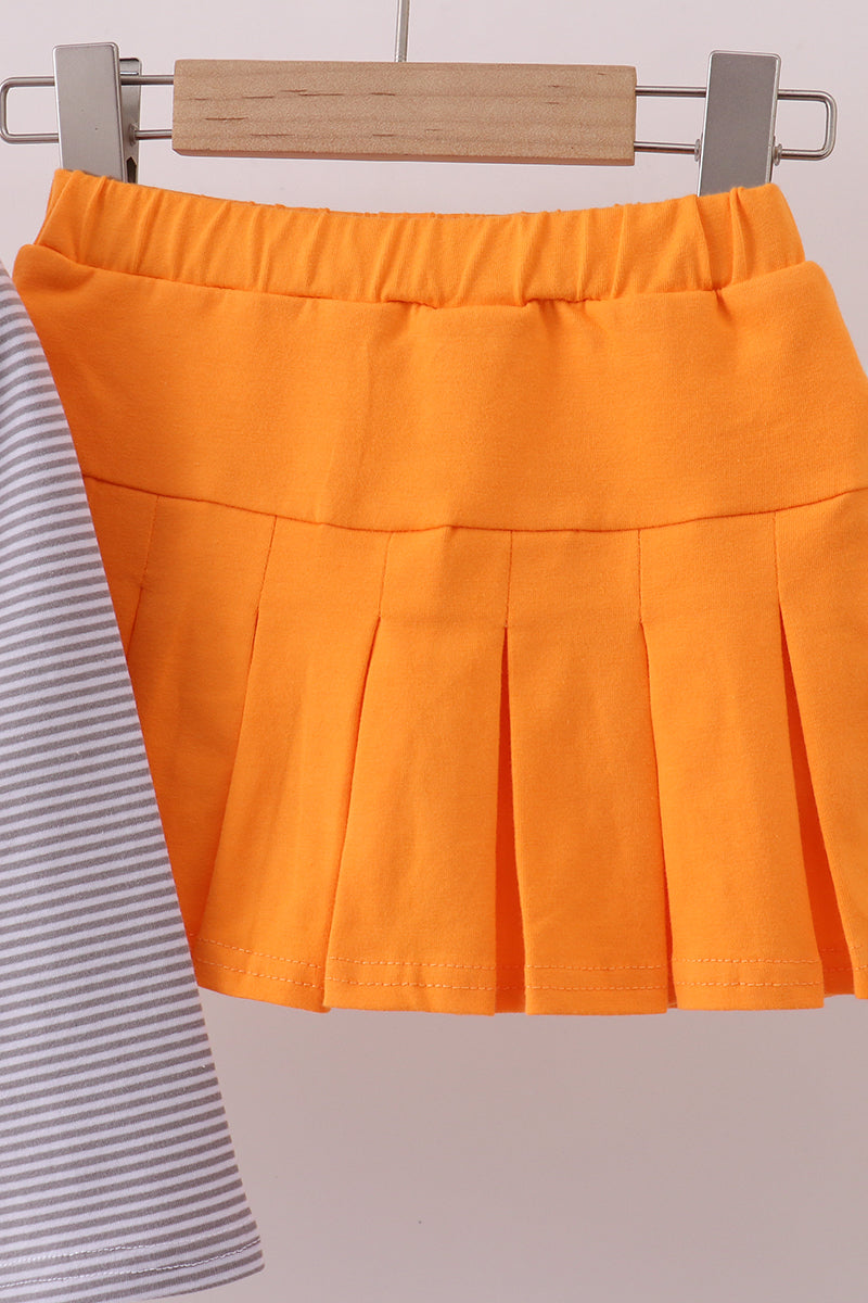 Premium Orange Tennessee stripe football embroidery skorts set - 3