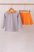 Premium Orange Tennessee stripe football embroidery skorts set - 4
