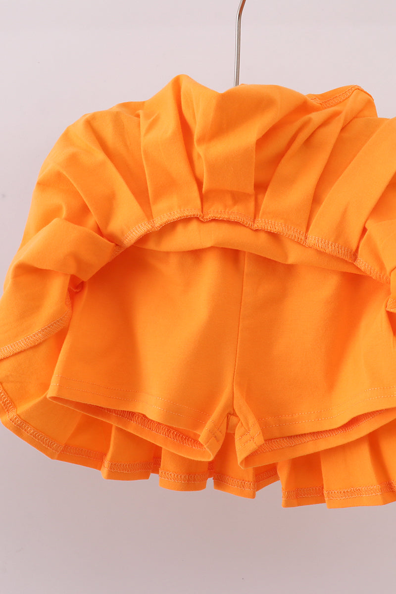 Premium Orange Tennessee stripe football embroidery skorts set - 5