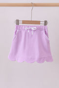 Purple scallop hem bow skort - 1