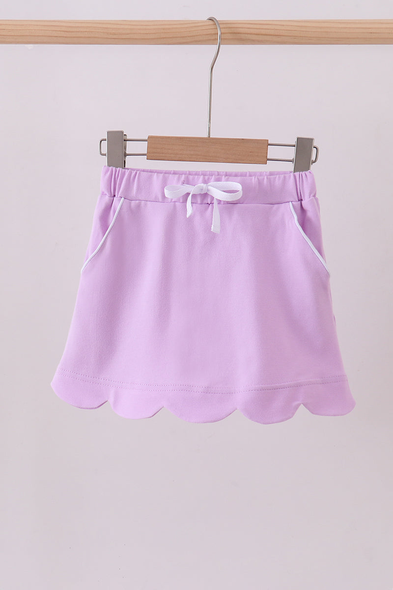 Purple scallop hem bow skort - 1