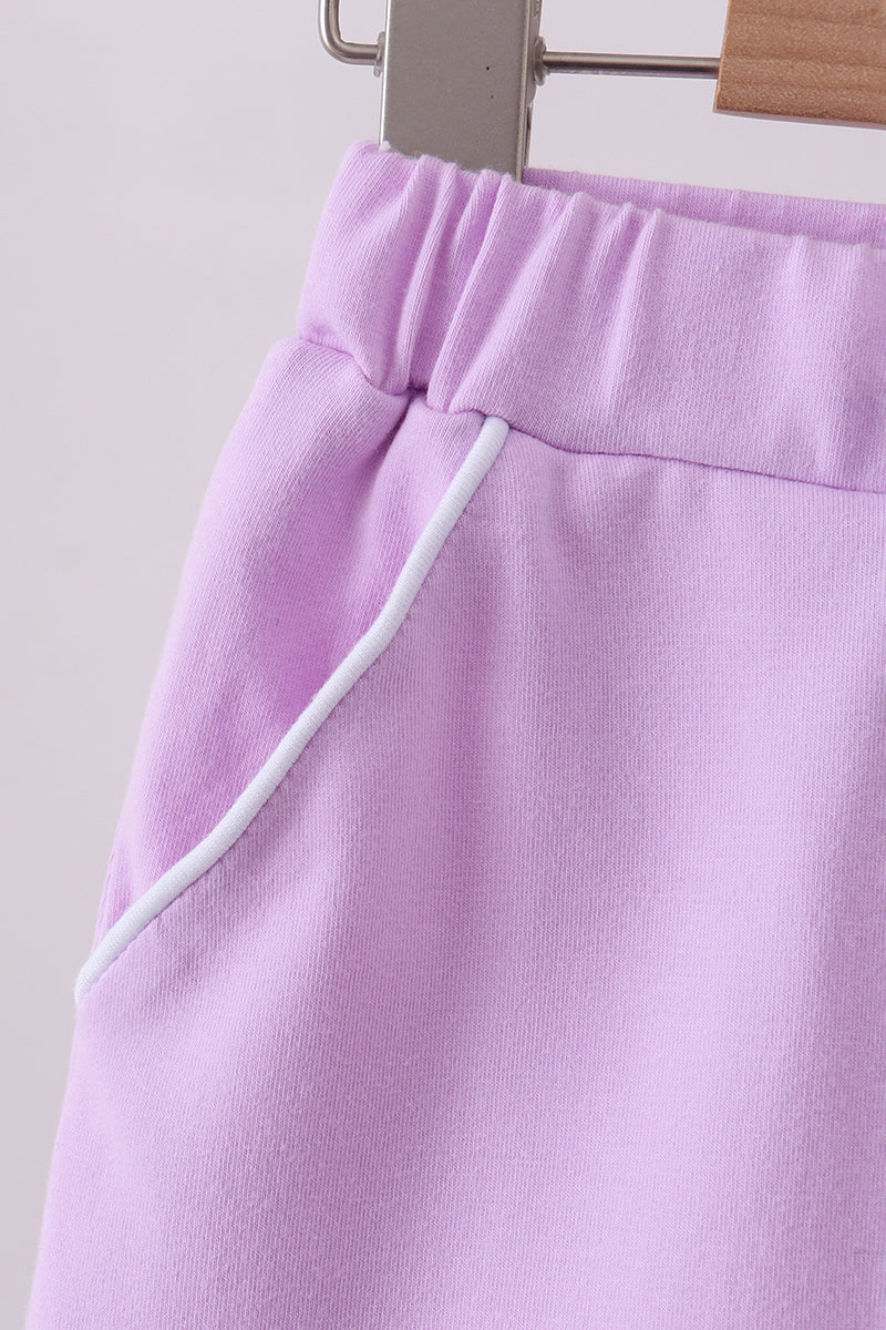 Purple scallop hem bow skort - 2