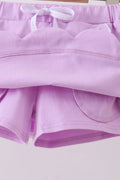 Purple scallop hem bow skort - 3