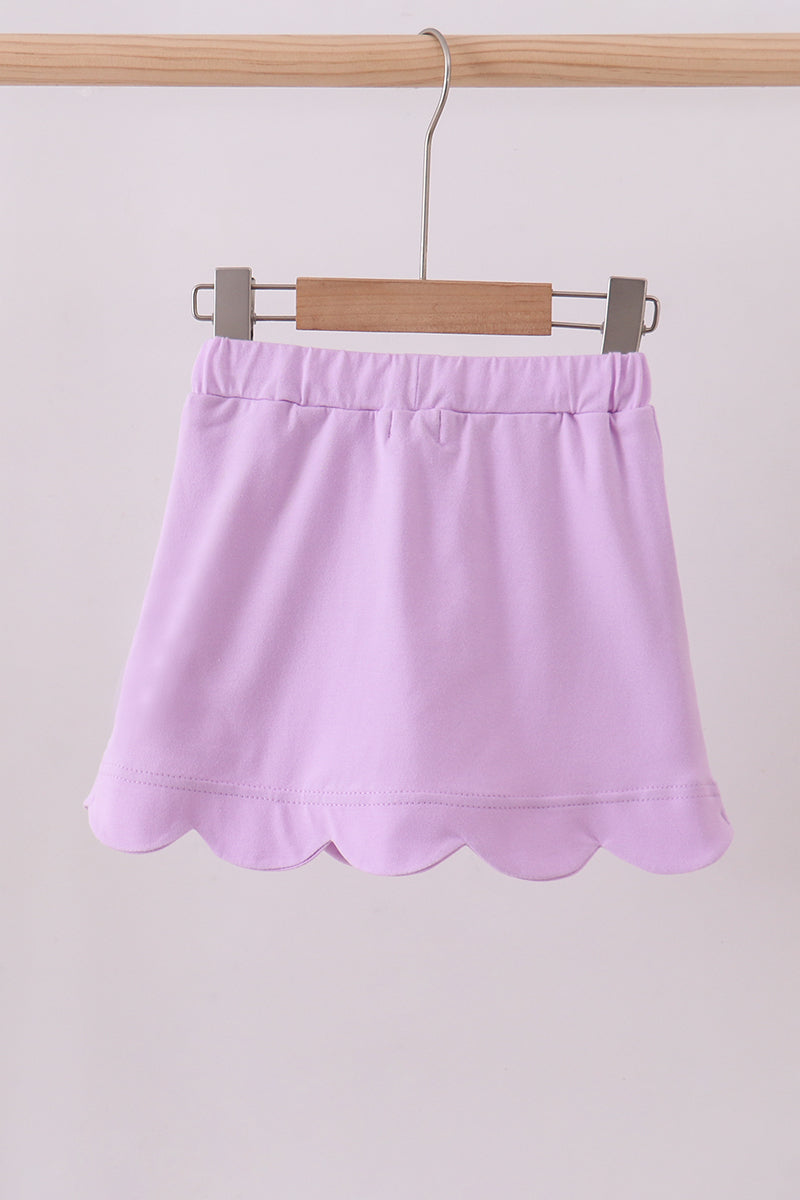 Purple scallop hem bow skort - 4
