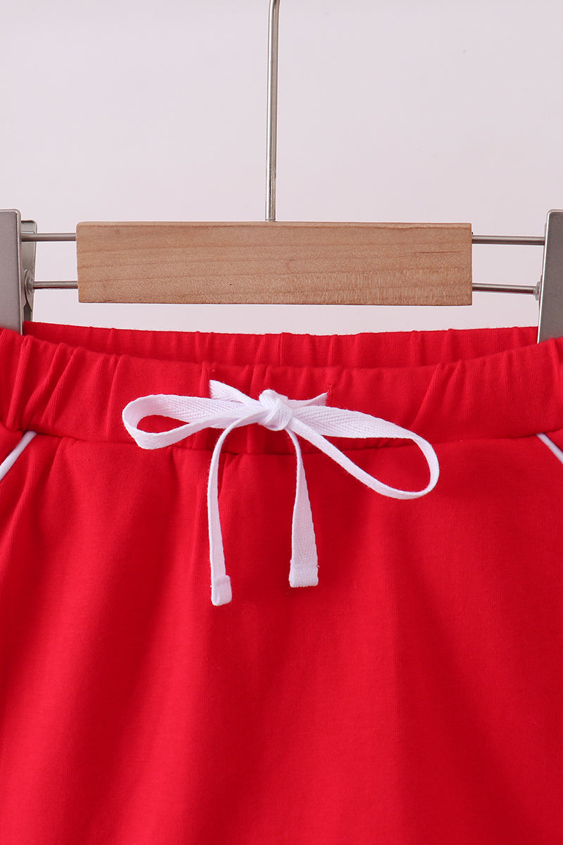 Red scallop hem bow skort - 2