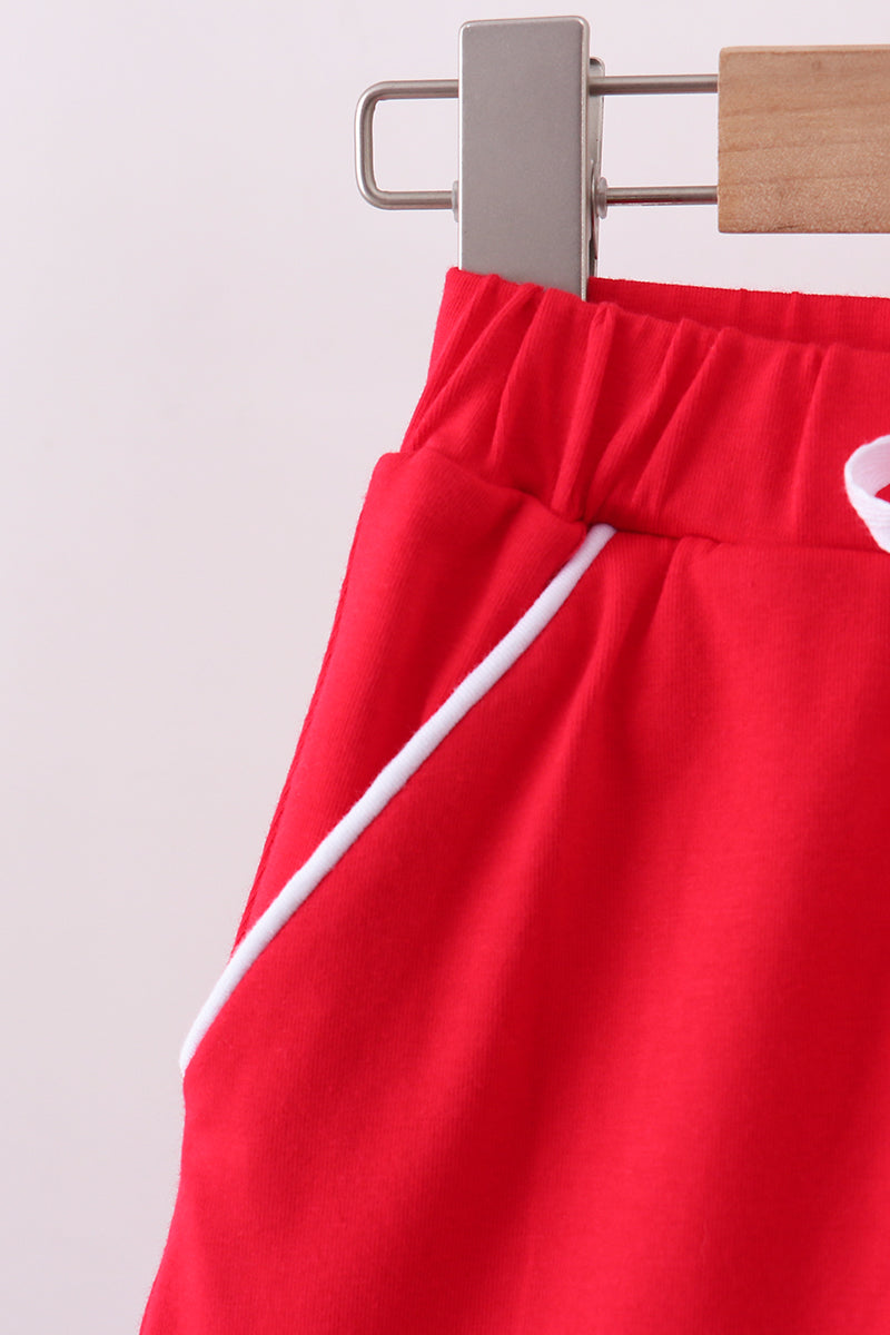 Red scallop hem bow skort - 3