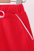 Red scallop hem bow skort - 4