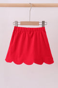 Red scallop hem bow skort - 6