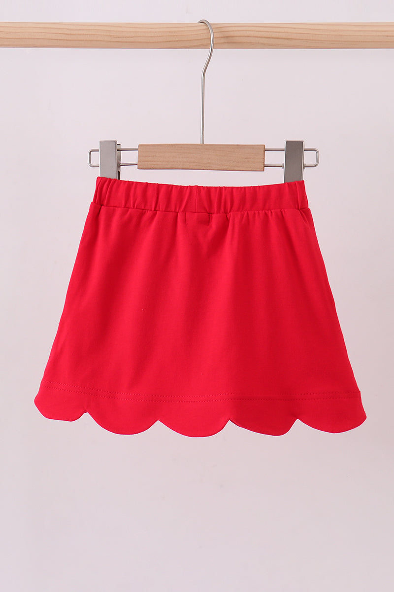 Red scallop hem bow skort - 6