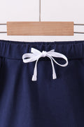 Navy scallop hem bow skort - 2