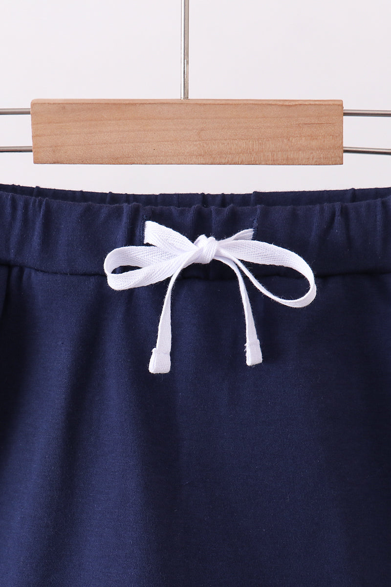 Navy scallop hem bow skort - 2
