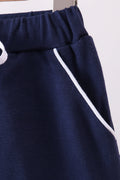 Navy scallop hem bow skort - 3