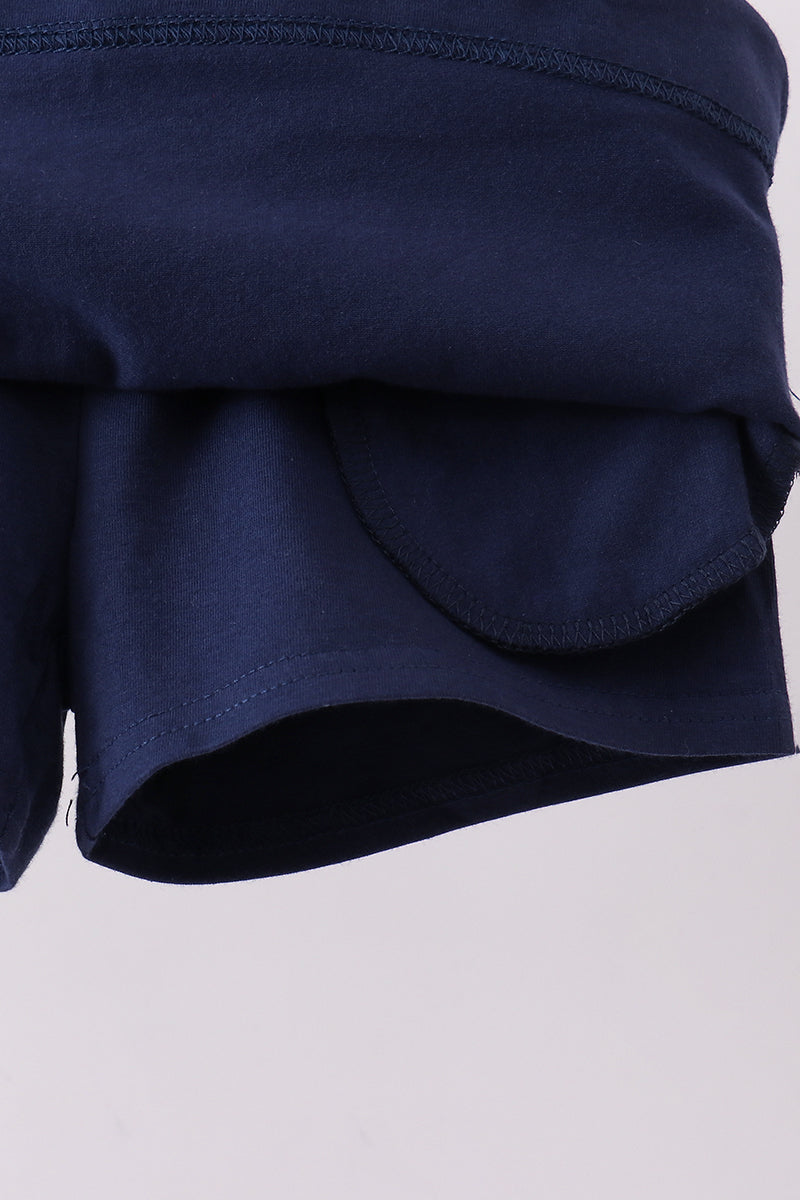 Navy scallop hem bow skort - 4