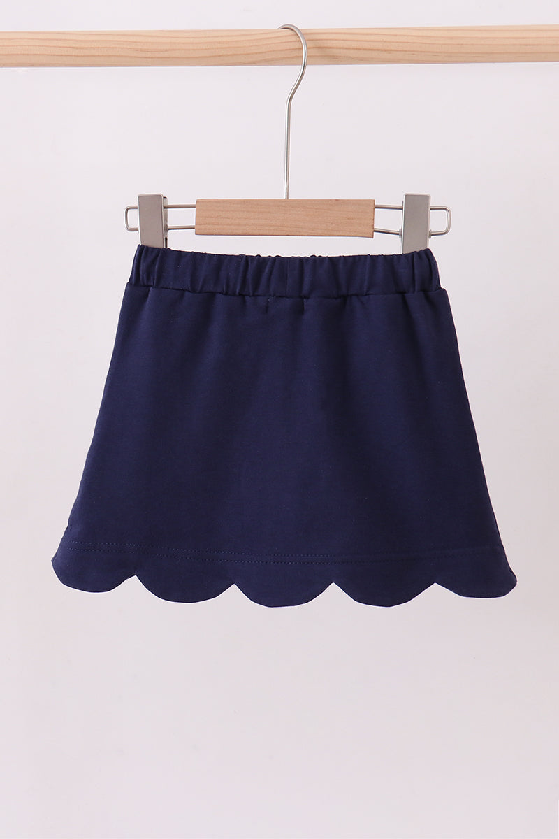 Navy scallop hem bow skort - 5