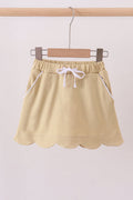 Khaki scallop hem bow skort - 1