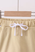 Khaki scallop hem bow skort - 2