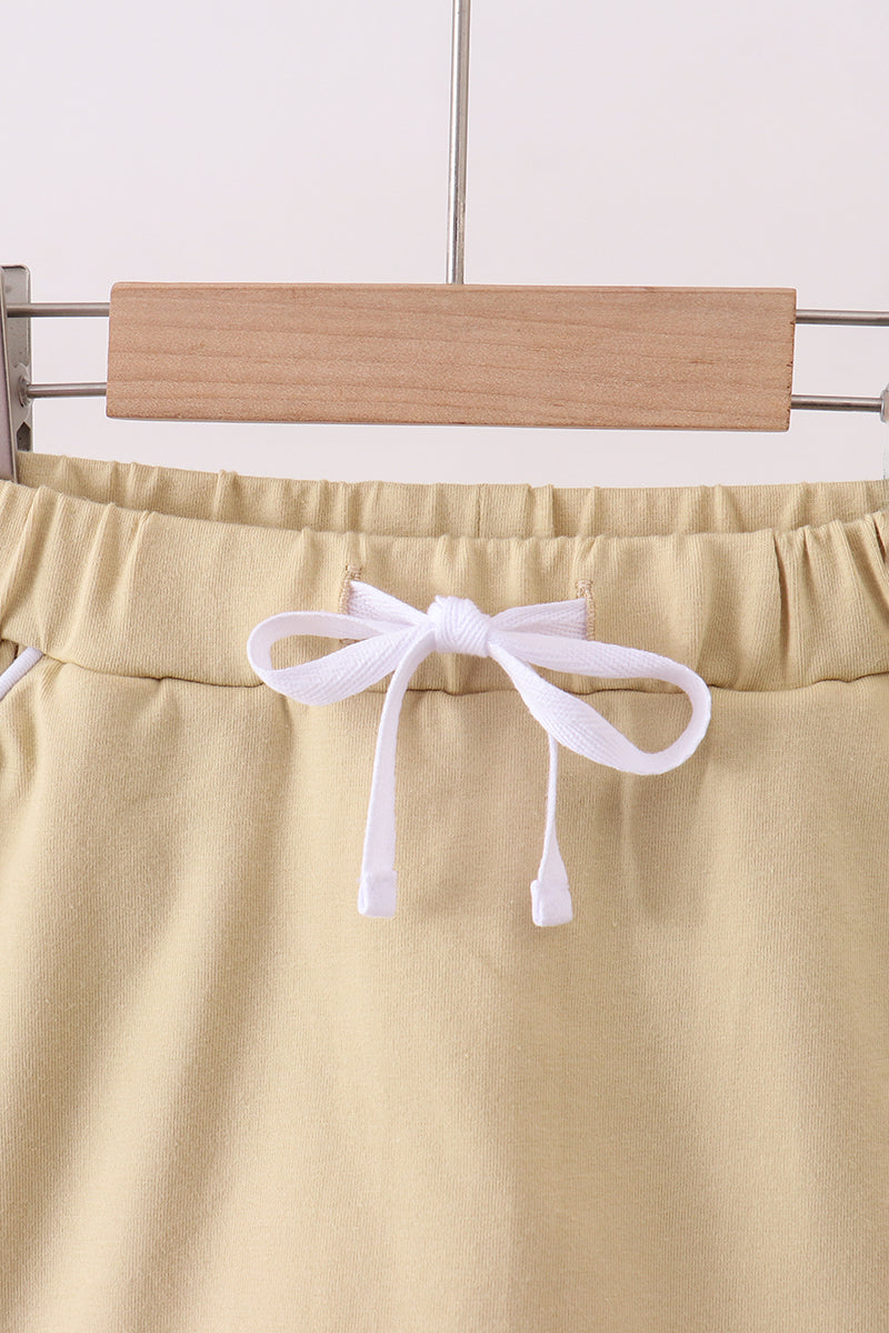Khaki scallop hem bow skort - 2