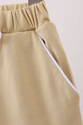 Khaki scallop hem bow skort - 3