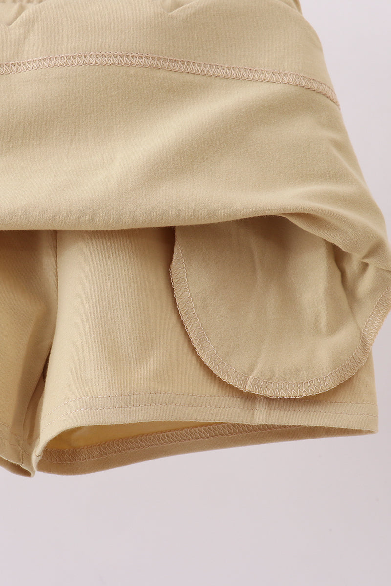 Khaki scallop hem bow skort - 4