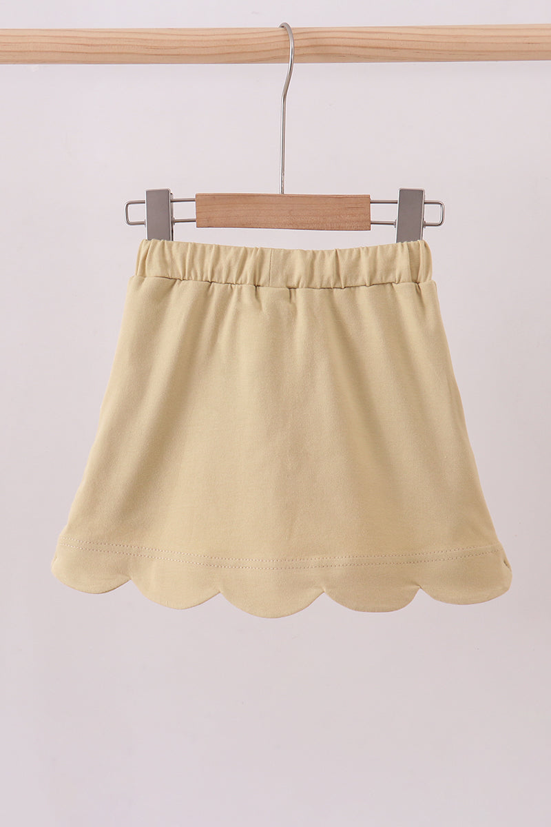 Khaki scallop hem bow skort - 5
