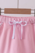 Pink scallop hem bow skort - 2