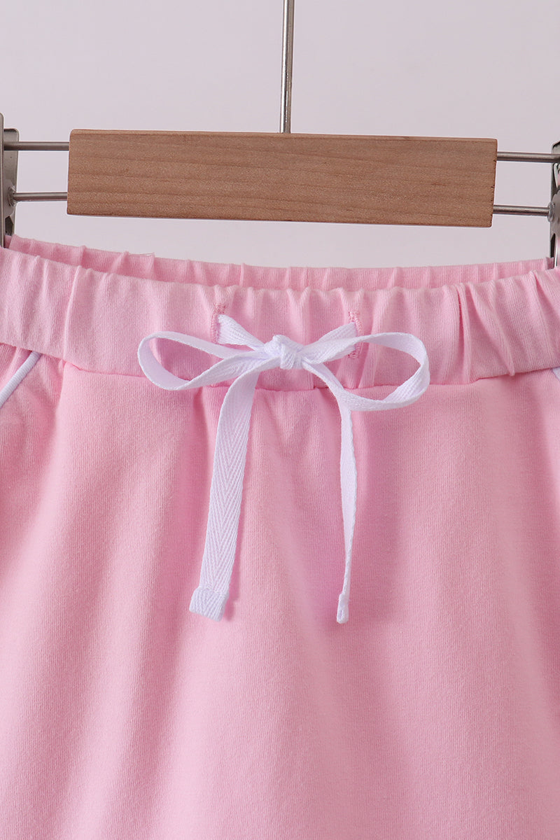 Pink scallop hem bow skort - 2