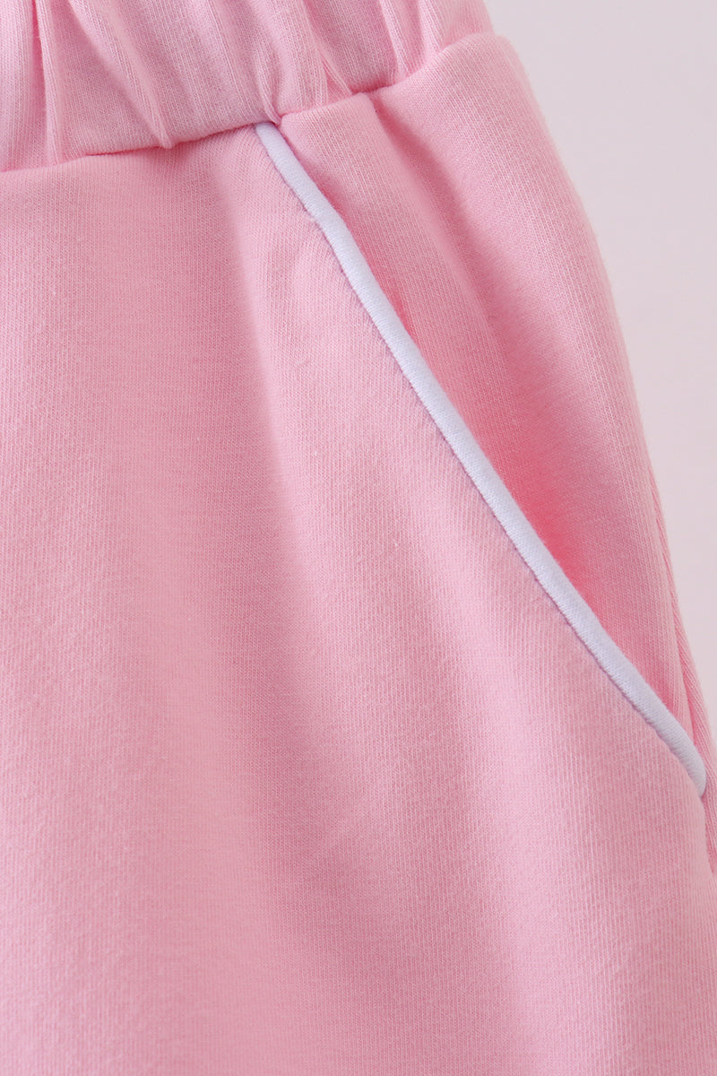 Pink scallop hem bow skort - 3