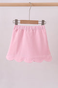 Pink scallop hem bow skort - 5