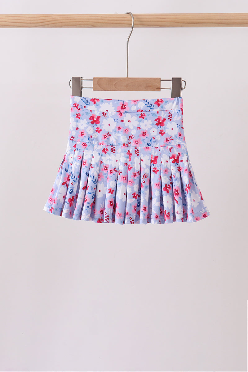 Blue floral print skorts - 1