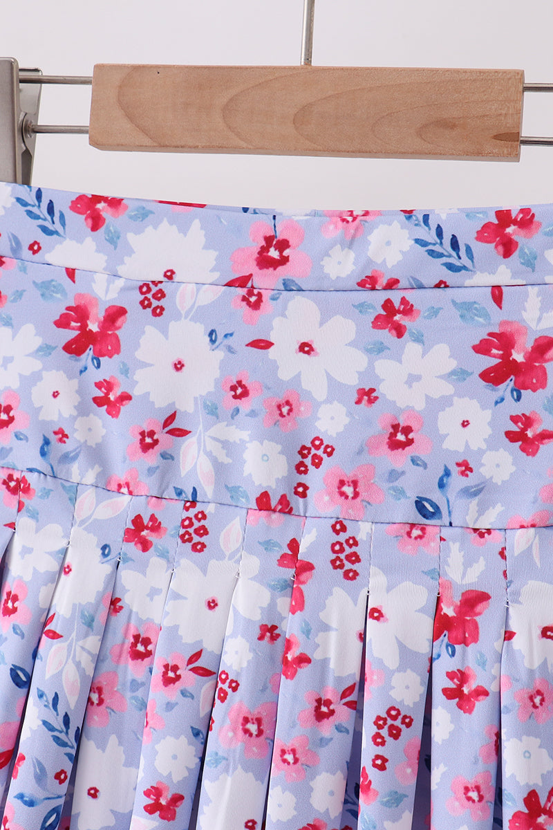 Blue floral print skorts - 2