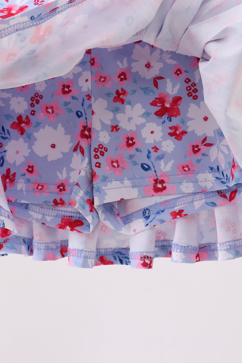 Blue floral print skorts - 4