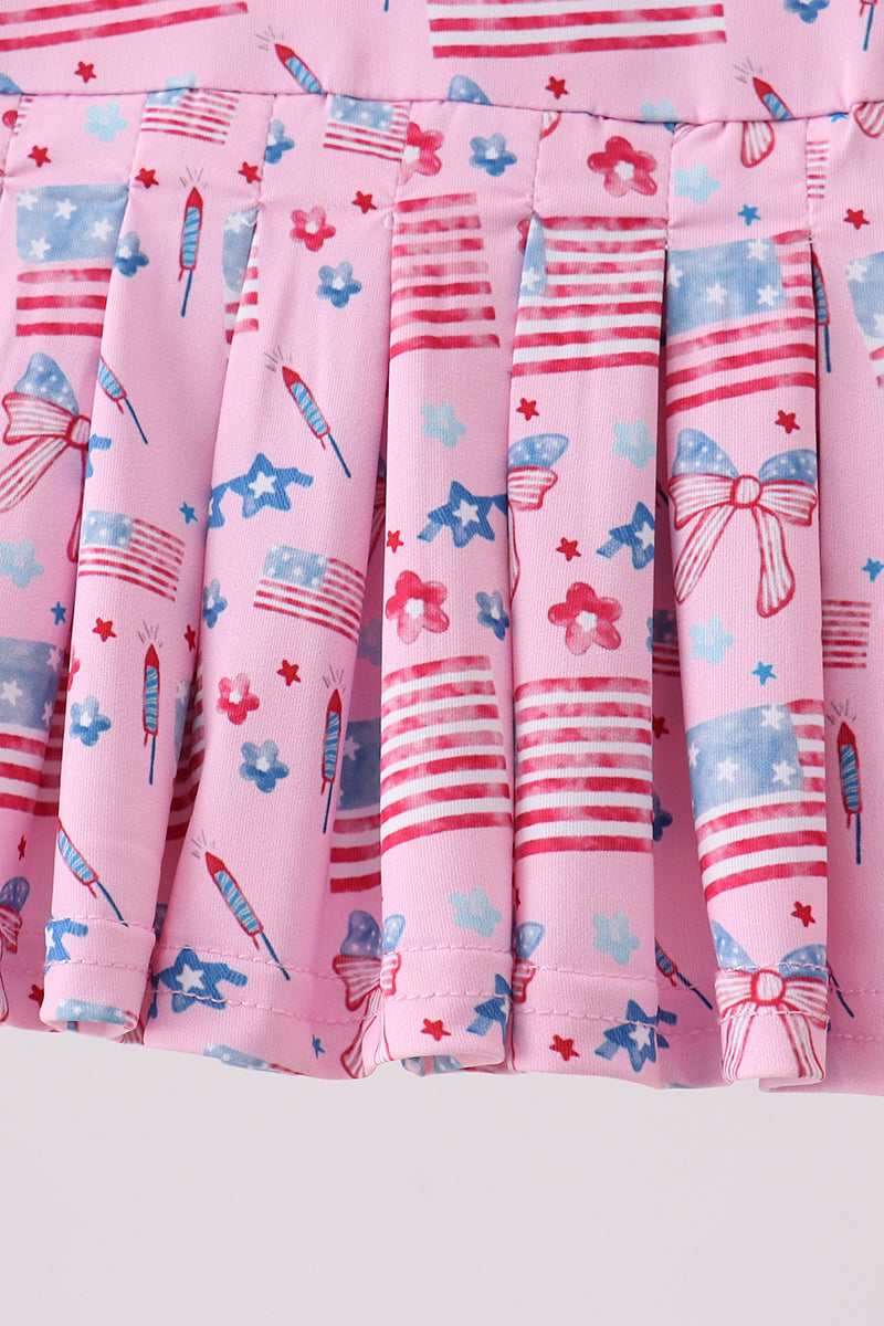 Pink flag star print skorts - 3