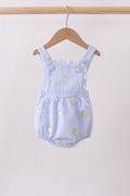Blue stripe seersucker lemon embroidery ruffle bubble - 1
