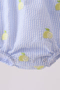 Blue stripe seersucker lemon embroidery ruffle bubble - 3