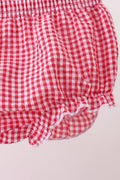 Red watermelon ruffle gingham bloomer set - 4
