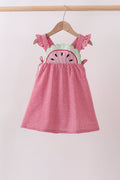 Red watermelon ruffle gingham dress - 1
