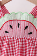 Red watermelon ruffle gingham dress - 4