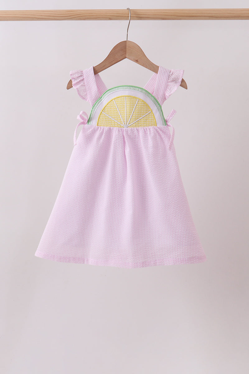 Pink lemon ruffle gingham dress - 1